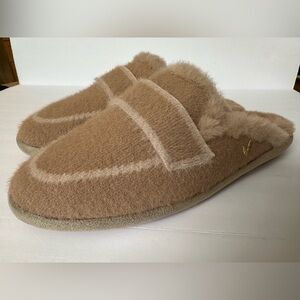 VIVAIA womens 36 (5.5-6) Renee mules SLIPPERS Fluffy slip on shoes faux fur TAN